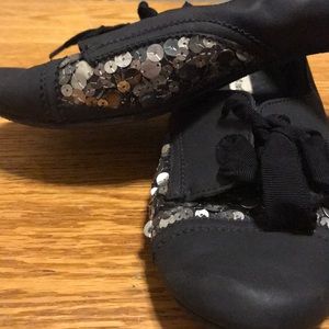 Black Tie Flats with Silver Sequins
